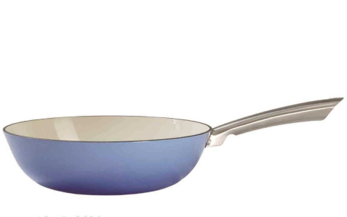 Color enameled cast iron fry pan
