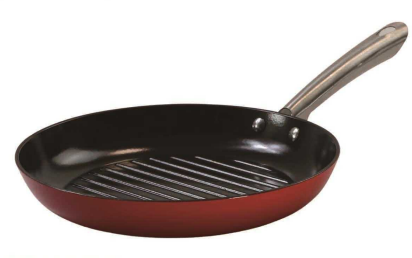 Color enameled cast iron grill pan
